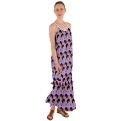 Redhead Girl Pattern Lilac Cami Maxi Ruffle Chiffon Dress