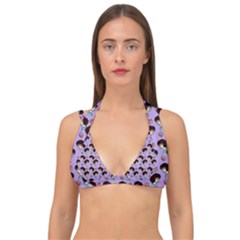 Redhead Girl Pattern Lilac Double Strap Halter Bikini Top