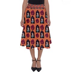 Girl Flower Pattern Apricot Perfect Length Midi Skirt by snowwhitegirl