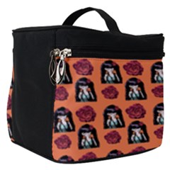 Girl Flower Pattern Apricot Make Up Travel Bag (small) by snowwhitegirl