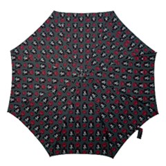 Girl Flower Pattern Grey Hook Handle Umbrellas (Large)