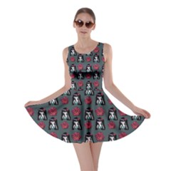 Girl Flower Pattern Grey Skater Dress