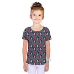 Girl Flower Pattern Grey Kids  One Piece Tee