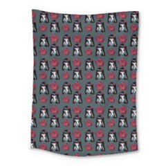 Girl Flower Pattern Grey Medium Tapestry