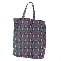 Girl Flower Pattern Grey Giant Grocery Tote