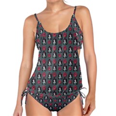 Girl Flower Pattern Grey Tankini Set