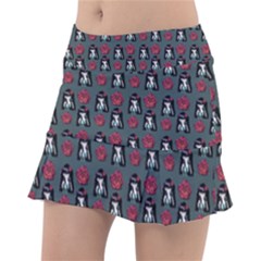 Girl Flower Pattern Grey Tennis Skirt