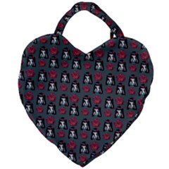 Girl Flower Pattern Grey Giant Heart Shaped Tote