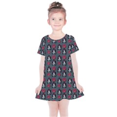 Girl Flower Pattern Grey Kids  Simple Cotton Dress