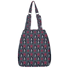 Girl Flower Pattern Grey Center Zip Backpack