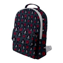 Girl Flower Pattern Grey Flap Pocket Backpack (Large)