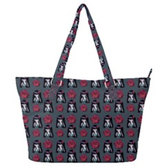 Girl Flower Pattern Grey Full Print Shoulder Bag by snowwhitegirl