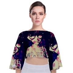 Retro Girl Tie Back Butterfly Sleeve Chiffon Top by snowwhitegirl