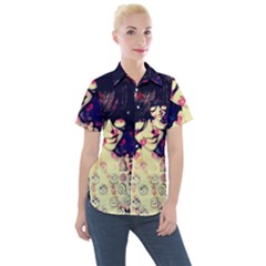 Retro Girl Women s Short Sleeve Pocket Shirt