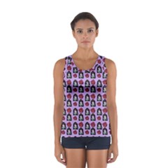 Girl Flower Pattern Lilac Sport Tank Top  by snowwhitegirl