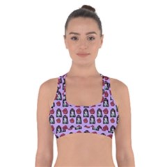 Girl Flower Pattern Lilac Cross Back Sports Bra by snowwhitegirl