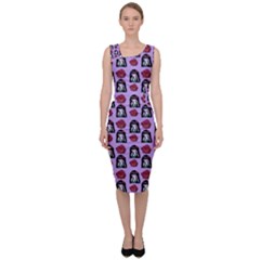 Girl Flower Pattern Lilac Sleeveless Pencil Dress by snowwhitegirl