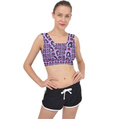 Girl Flower Pattern Lilac V-back Sports Bra by snowwhitegirl