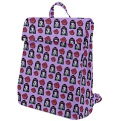 Girl Flower Pattern Lilac Flap Top Backpack by snowwhitegirl