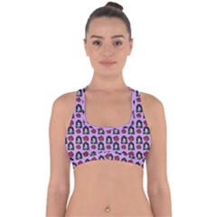 Girl Flower Pattern Lilac Cross Back Hipster Bikini Top 