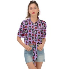 Girl Flower Pattern Lilac Tie Front Shirt 