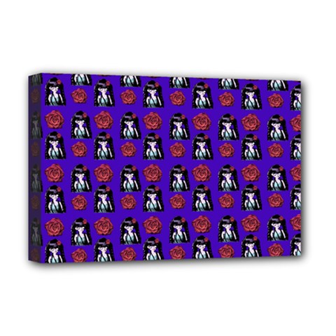 Girl Flower Pattern Royal Blue Deluxe Canvas 18  X 12  (stretched) by snowwhitegirl