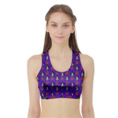 Girl Flower Pattern Royal Blue Sports Bra With Border by snowwhitegirl