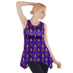 Girl Flower Pattern Royal Blue Side Drop Tank Tunic by snowwhitegirl