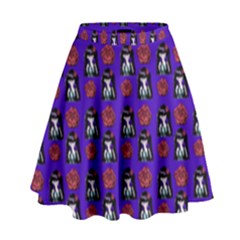 Girl Flower Pattern Royal Blue High Waist Skirt by snowwhitegirl