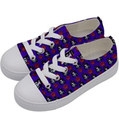 Girl Flower Pattern Royal Blue Kids  Low Top Canvas Sneakers by snowwhitegirl