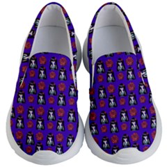 Girl Flower Pattern Royal Blue Kids  Lightweight Slip Ons by snowwhitegirl