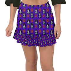 Girl Flower Pattern Royal Blue Fishtail Mini Chiffon Skirt by snowwhitegirl