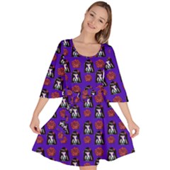 Girl Flower Pattern Royal Blue Velour Kimono Dress by snowwhitegirl