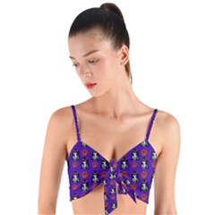 Girl Flower Pattern Royal Blue Woven Tie Front Bralet by snowwhitegirl