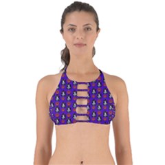 Girl Flower Pattern Royal Blue Perfectly Cut Out Bikini Top