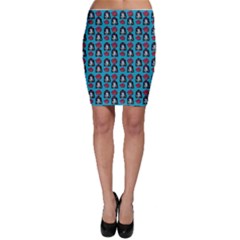 Girl Flower Pattern Blue Bodycon Skirt