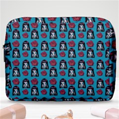 Girl Flower Pattern Blue Make Up Pouch (large) by snowwhitegirl