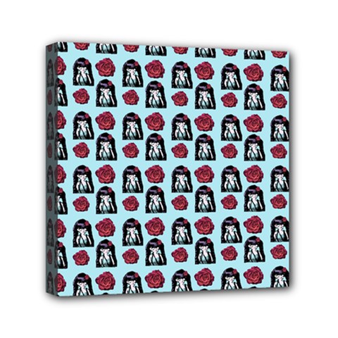 Girl Flower Pattern Light Blue Mini Canvas 6  X 6  (stretched) by snowwhitegirl