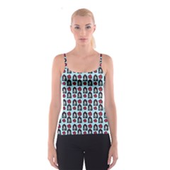 Girl Flower Pattern Light Blue Spaghetti Strap Top by snowwhitegirl