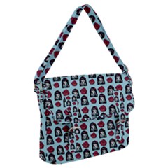 Girl Flower Pattern Light Blue Buckle Messenger Bag by snowwhitegirl