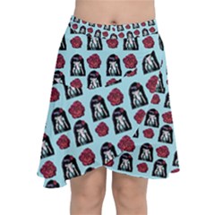 Girl Flower Pattern Light Blue Chiffon Wrap Front Skirt by snowwhitegirl