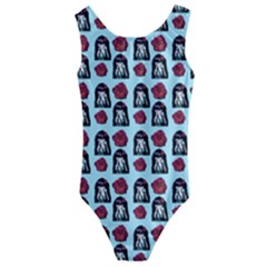 Girl Flower Pattern Light Blue Kids  Cut-out Back One Piece Swimsuit by snowwhitegirl