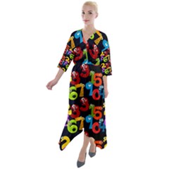 Mathematics Quarter Sleeve Wrap Front Maxi Dress