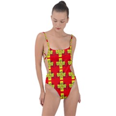 Think Positive Tie Strap One Piece Swimsuit