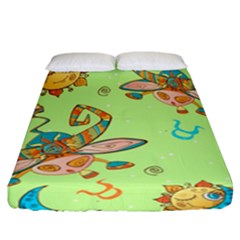 Bull Zodiac Sign Pattern Fitted Sheet (california King Size)