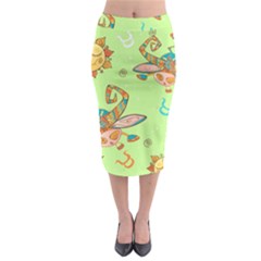 Bull Zodiac Sign Pattern Midi Pencil Skirt