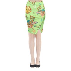 Bull Zodiac Sign Pattern Midi Wrap Pencil Skirt