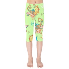 Bull Zodiac Sign Pattern Kids  Capri Leggings 