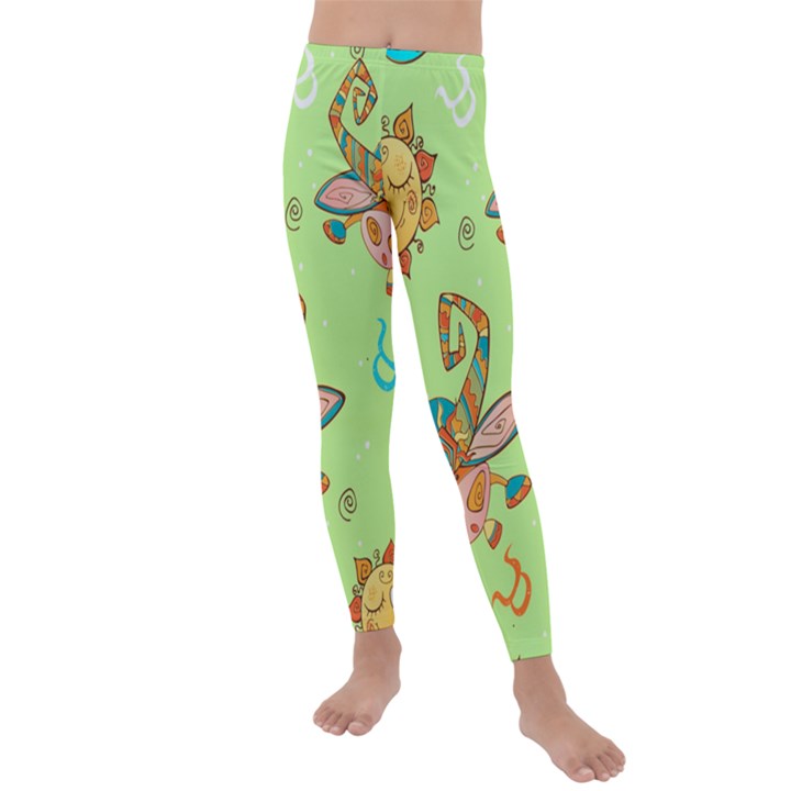 Bull Zodiac Sign Pattern Kids  Lightweight Velour Leggings