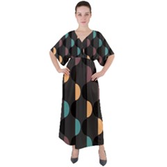 Abstract Background Modern Design V-neck Boho Style Maxi Dress